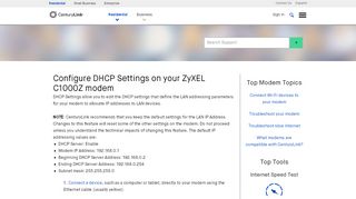 
                            13. Configure DHCP Settings on your ZyXEL C1000Z modem - CenturyLink