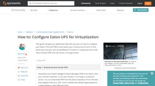 
                            11. Configure Eaton UPS for Virtualization - Spiceworks