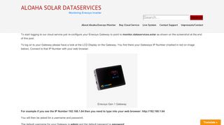 
                            5. Configure Enecsys Gateway - Aloaha Solar Dataservices