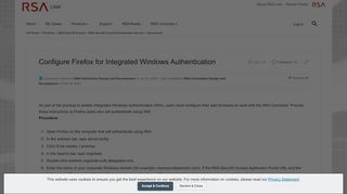 
                            6. Configure Firefox for Integrated Windows Authentication - RSA Link