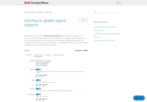 
                            13. Configure global agent options – EasyContactNow