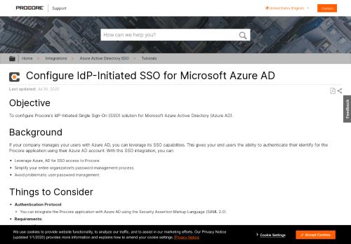 
                            10. Configure IdP-Initiated SSO for Microsoft Azure AD - Procore