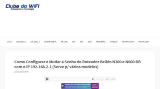 
                            8. Configure o Roteador Belkin pelo IP 192.168.2.1 - 192.168.0.1 e ...