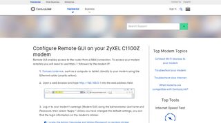 
                            13. Configure remote GUI on your ZyXEL C1100Z | CenturyLink Internet ...