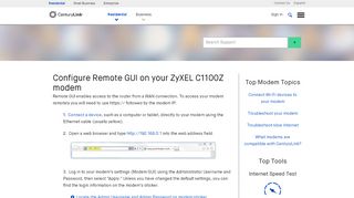 
                            1. Configure remote GUI on your ZyXEL C1100Z | CenturyLink Internet ...