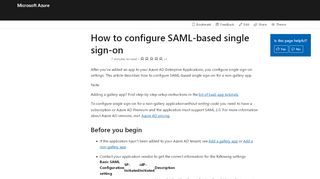 
                            13. Configure single sign-on - Azure Active Directory | Microsoft Docs