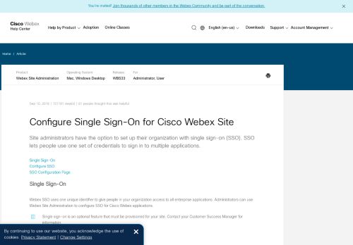 
                            3. Configure Single Sign-On for Cisco Webex Site - Collaboration Help