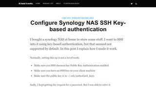 
                            12. Configure Synology NAS SSH Key-based authentication