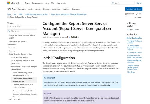 
                            5. Configure the Report Server Service Account (SSRS Configuration ...