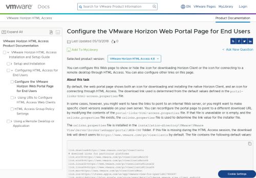 
                            8. Configure the VMware Horizon Web Portal Page for End Users