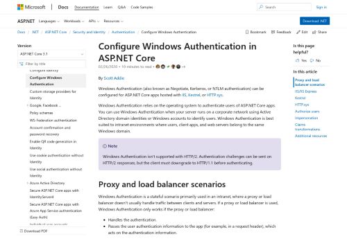 
                            13. Configure Windows Authentication in ASP.NET Core | Microsoft Docs