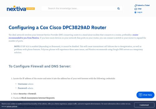 
                            12. Configuring a Cox Cisco DPC3829AD Router | Nextiva Business VoIP ...