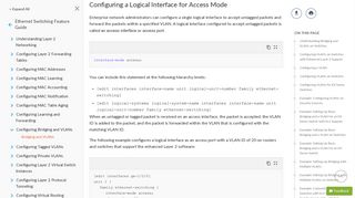 
                            8. Configuring a Logical Interface for Access Mode - Juniper Networks
