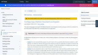 
                            5. Configuring a Watson Assistant workspace - IBM Cloud