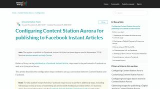 
                            13. Configuring Content Station Aurora for publishing to Facebook Instant ...