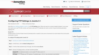 
                            7. Configuring FTP Settings in Joomla 3.1 | InMotion Hosting