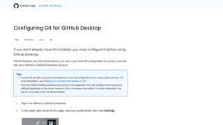
                            3. Configuring Git for GitHub Desktop - GitHub Help