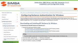 
                            9. Configuring Kerberos Authentication for Windows | Hive