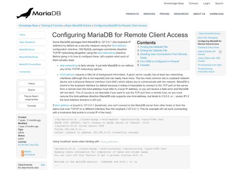 
                            10. Configuring MariaDB for Remote Client Access - MariaDB Knowledge ...