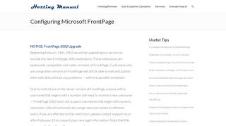 
                            4. Configuring Microsoft FrontPage - Hosting Manual
