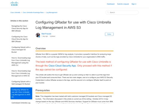 
                            11. Configuring QRadar for use with Cisco Umbrella Log Management in ...