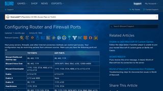 
                            3. Configuring Router and Firewall Ports - Blizzard Support