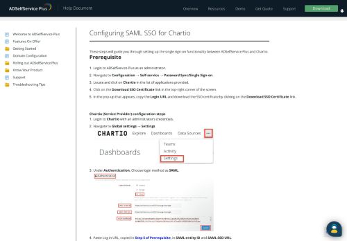 
                            13. Configuring SAML SSO for Chartio - ManageEngine