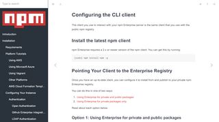 
                            12. Configuring the CLI client · npm Enterprise Docs