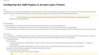 
                            9. Configuring the J2EE Engine to Accept Logon Tickets (SAP Library ...