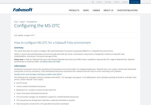 
                            7. Configuring the MS-DTC | Fabasoft