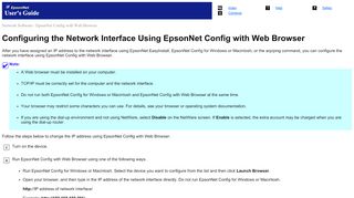 
                            1. Configuring the Network Interface Using EpsonNet Config with Web ...