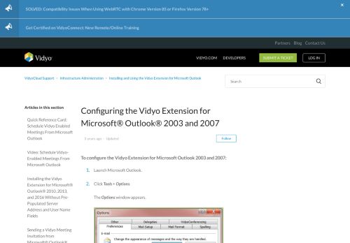 
                            13. Configuring the Vidyo Extension for Microsoft® Outlook® 2003 and 2007