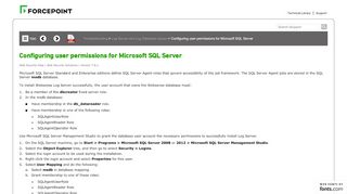 
                            7. Configuring user permissions for Microsoft SQL Server - Forcepoint