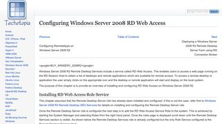 
                            7. Configuring Windows Server 2008 RD Web Access - Techotopia