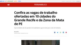 
                            13. Confira as vagas de trabalho ofertadas em 10 cidades do Grande ... - G1