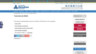 
                            8. Confira os tutoriais do SIGA - Universidade Metodista