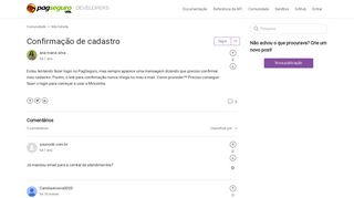 
                            9. Confirmação de cadastro – Comunidade PagSeguro