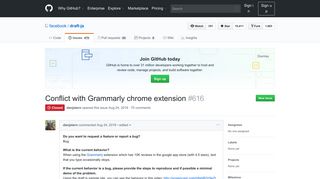 
                            12. Conflict with Grammarly chrome extension · Issue #616 · facebook ...