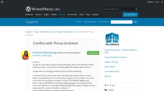 
                            11. Conflict with Thrive Architect | WordPress.org