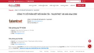 
                            12. Công ty cổ phần kết nối nhân tài- TALENTNET - Phần mềm CRM ...