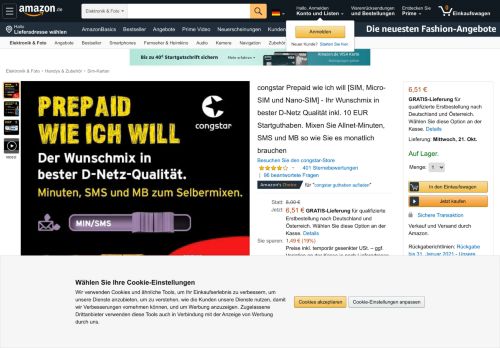 
                            9. congstar Prepaid wie ich will - Dein Wunschmix in: Amazon.de ...