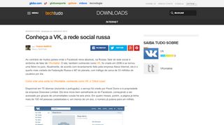 
                            6. Conheça a VK, a rede social russa | Artigos | TechTudo