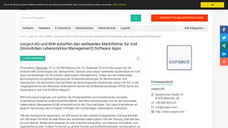 
                            5. conject AG und BIW schaffen den weltweiten Marktführer für ILM ...