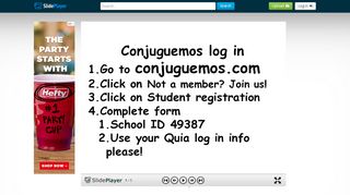 
                            6. Conjuguemos log in 1.Go to conjuguemos.com 2.Click on Not a ...