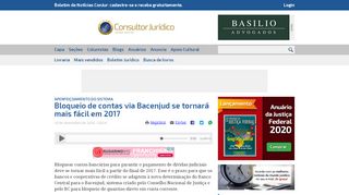 
                            9. ConJur - Bloqueio de contas via Bacenjud se tornará mais fácil em 2017