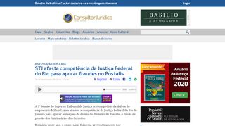 
                            13. ConJur - Justiça Federal do RJ não pode apurar fraudes no Postalis ...