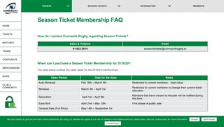 
                            7. Connacht Rugby | Season Ticket Membership Faq
