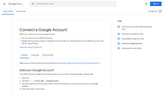 
                            4. Connect a Google Account - Android - Google Duo Help