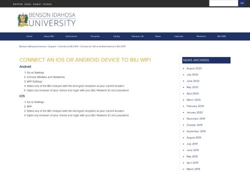 
                            2. Connect an iOS or Android device to BIU WiFi - Benson Idahosa ...