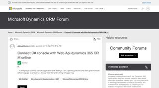 
                            3. Connect C# console with Web Api dynamics 365 CRM online ...